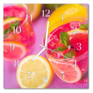 Glass Wall Clock Lemon fruit pink 30x30 cm