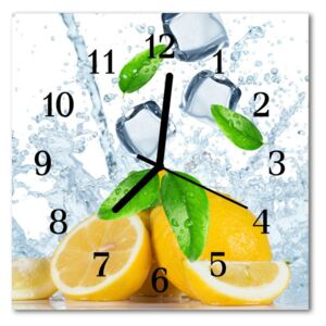 Glass Wall Clock Lemon fruit yellow 30x30 cm