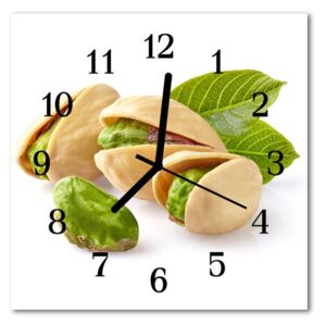 Glass Wall Clock Nuts food and drinks green 30x30 cm