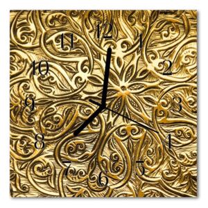 Glass Wall Clock Mosaic art gold 30x30 cm