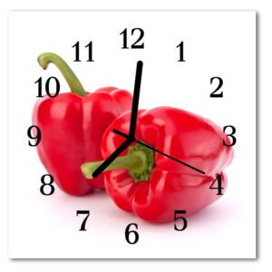 Glass Wall Clock Paprika food and drinks red 30x30 cm