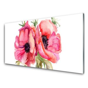 Acrylic Print Flowers watercolor floral red pink green 100x50 cm