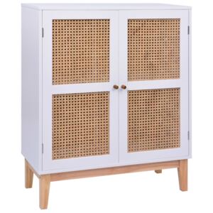 Sideboard White 80x35x100 cm MDF and Rattan