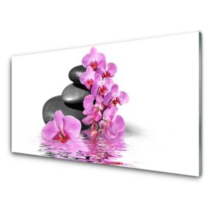Acrylic Print Flower stones floral pink grey 100x50 cm