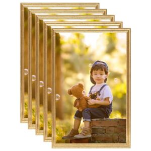 Photo Frames Collage 5 pcs for Wall or Table Gold 42x59.4cm MDF