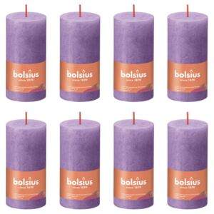 Bolsius Rustic Pillar Candles Shine 8 pcs 100x50 mm Vibrant Violet