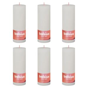 Bolsius Rustic Pillar Candles Shine 6 pcs 190x68 mm Cloudy White