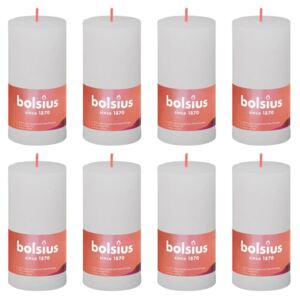 Bolsius Rustic Pillar Candles Shine 8 pcs 100x50 mm Cloudy White