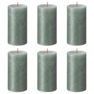 Bolsius Rustic Pillar Candles Shimmer 6 pcs 130x68 mm Oxide Blue