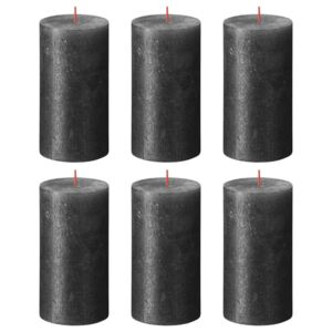 Bolsius Rustic Pillar Candles Shimmer 6 pcs 130x68 mm Anthracite