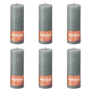 Bolsius Rustic Pillar Candles Shine 6 pcs 190x68 mm Eucalyptus Green