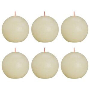 Bolsius Rustic Ball Candles Shine 6 pcs 76x190 mm Soft Pearl