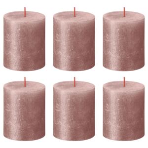 Bolsius Rustic Pillar Candles Shimmer 6 pcs 80x68 mm Pink