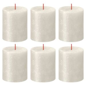 Bolsius Rustic Pillar Candles Shimmer 6 pcs 80x68 mm Ivory