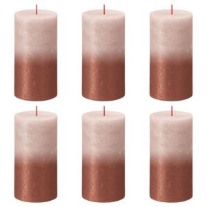 Bolsius Rustic Pillar Candles Sunset 6 pcs 130x68 mm Misty Pink and Amber