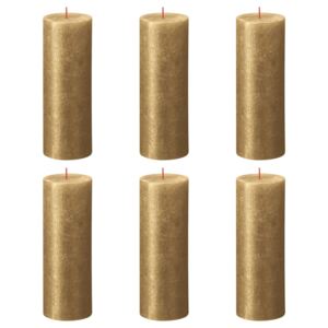 Bolsius Rustic Pillar Candles Shimmer 6 pcs 190x68 mm Gold