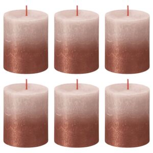 Bolsius Rustic Pillar Candles Sunset 6 pcs 80x68 mm Misty Pink and Amber