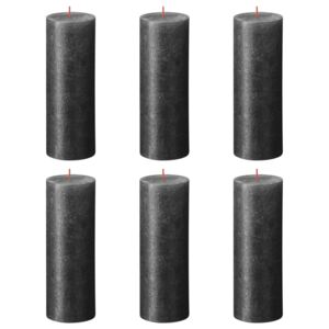 Bolsius Rustic Pillar Candles Shimmer 6 pcs 190x68 mm Anthracite