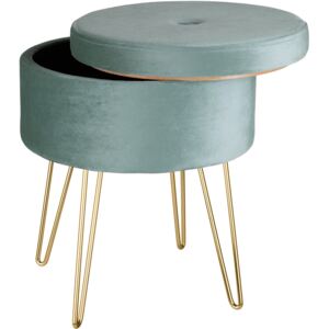 Tectake 403954 stool ava upholstered velvet look with storage space - 300kg capacity - turquoise