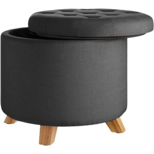 Tectake 403964 stool suna in linen look with storage space - 150kg capacity - dark grey