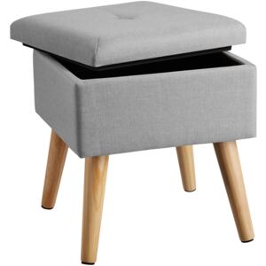 Tectake 403977 stool elva in upholstered linen look with storage space - 300kg capacity - light grey