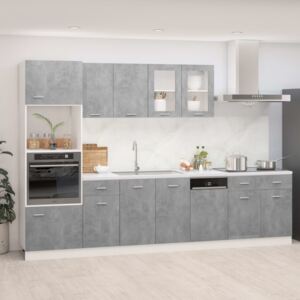 VidaXL 7 Piece Kitchen Cabinet Set Concrete Grey Chipboard