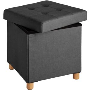 Tectake 403973 stool alea in upholstered linen look - foldable 300kg load capacity - dark grey