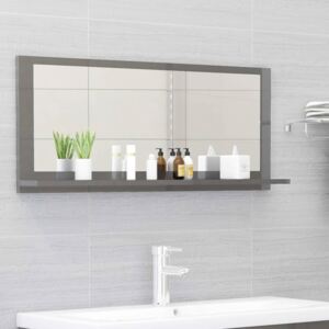 VidaXL Bathroom Mirror High Gloss Grey 90x10.5x37 cm Chipboard
