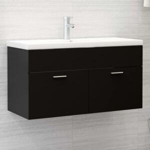 VidaXL Sink Cabinet Black 90x38.5x46 cm Chipboard