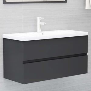 VidaXL Sink Cabinet Grey 90x38.5x45 cm Chipboard