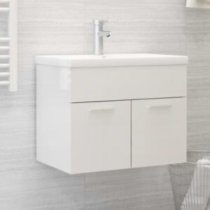 VidaXL Sink Cabinet High Gloss White 60x38.5x46 cm Chipboard