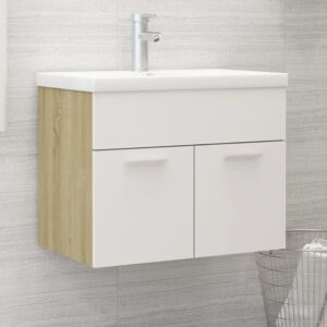 VidaXL Sink Cabinet White and Sonoma Oak 60x38.5x46 cm Chipboard