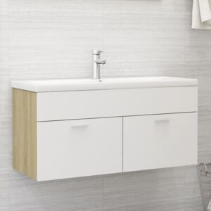 VidaXL Sink Cabinet White and Sonoma Oak 100x38.5x46 cm Chipboard