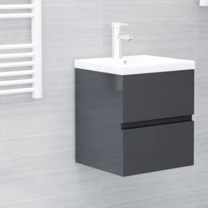 VidaXL Sink Cabinet High Gloss Grey 41x38.5x45 cm Chipboard