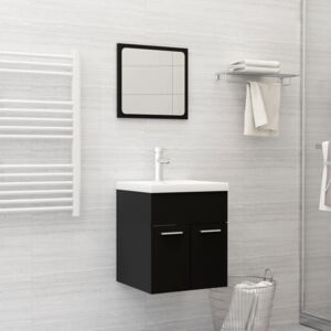 VidaXL 2 Piece Bathroom Furniture Set Black Chipboard