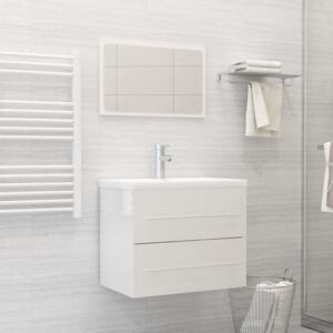 VidaXL 2 Piece Bathroom Furniture Set High Gloss White Chipboard