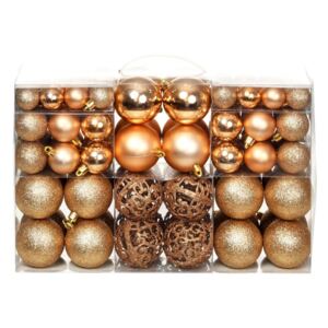 100 Piece Christmas Ball Set 6 cm Rose/Gold