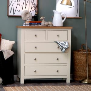 Salisbury Ivory Painted Oak 2 Over 3 Chest of Drawers