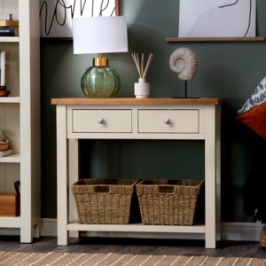 Salisbury Ivory Painted Oak Console Table with Baskets
