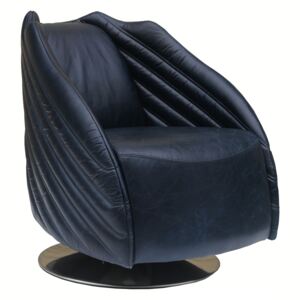Galaxy Custom Made Swivel Armchair Vintage Black Real Leather