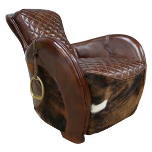 Vintage Rodeo Saddle Lounge Chair Distressed Brown Real Leather