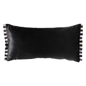 Chana Velvet Cushion with Contrast Fringe in Black