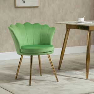 HOMCOM Accent Chair Modern Velvet-Touch Fabric Armchair with Gold Metal Legs for Living Room & Dining Room, Green