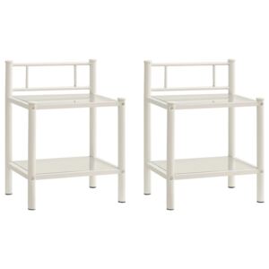 VidaXL Bedside Cabinets 2 pcs White and Transparent Metal and Glass