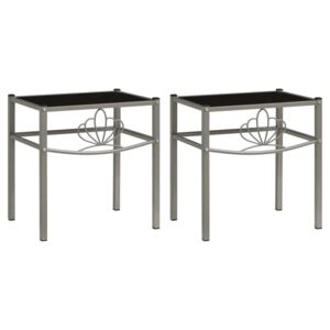VidaXL Bedside Cabinets 2 pcs Grey and Black Metal and Glass