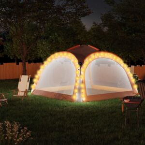 VidaXL Party Tent with LED and 4 Sidewalls 3.6x3.6x2.3 m Grey&Orange