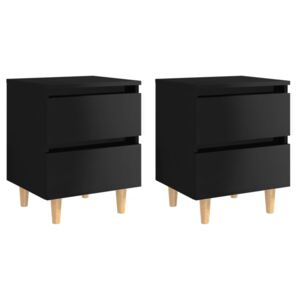 VidaXL Bed Cabinets & Pinewood Legs 2 pcs High Gloss Black 40x35x50cm