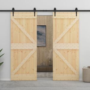 VidaXL Sliding Door with Hardware Set 90x210 cm Solid Pine Wood