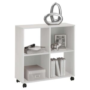 FMD Shelf on Swivel Wheels with 4 Compartments White