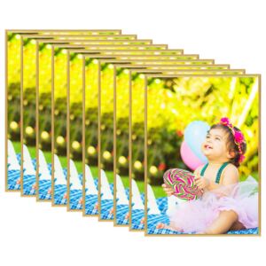 Photo Frames Collage 10 pcs for Wall or Table Gold 15x21cm MDF